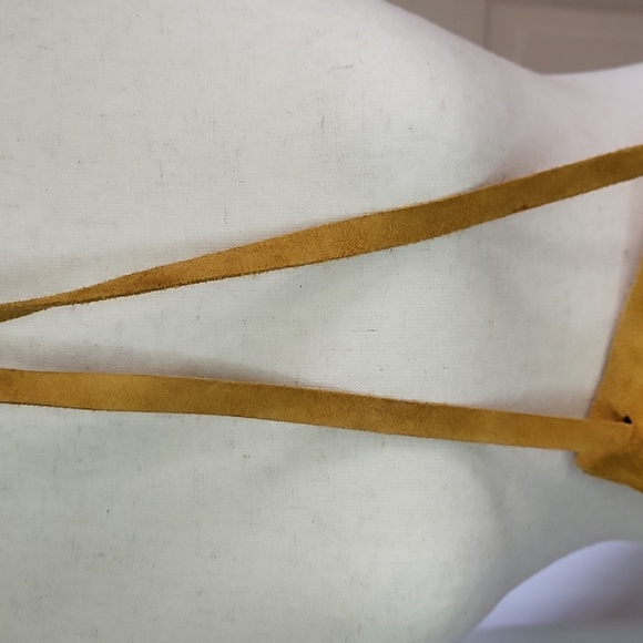 Suede Native Purse beads fringe  crossbody 5 x 6" 90s Cherokee NC good used cond - Picture 11 of 16